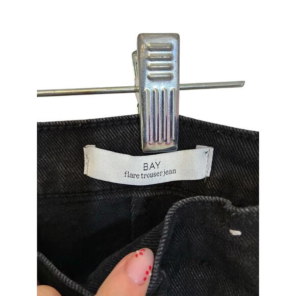 Sam Edelman Bay Flare Black Jean Trouser Wide Leg Cowboy Western Minimalist 30 - Picture 4 of 5